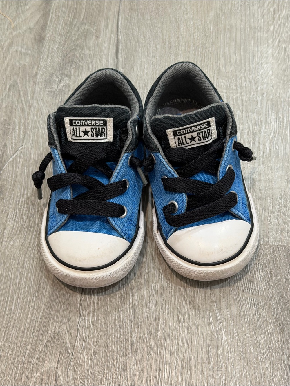 Converse Toddler 6c Slip On Blue Canvas Low-Top Sneakers with Black Laces